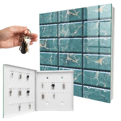Schlüsselbox für die Wand in türkisfarbenem Marmor-Design