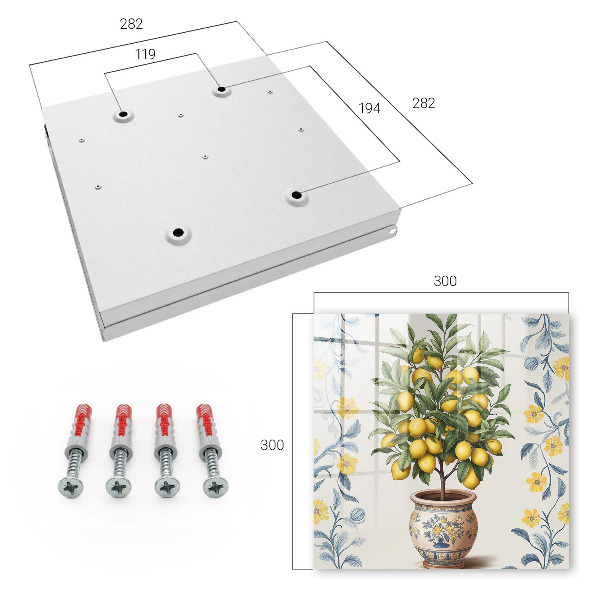 Schlüsselkasten mit Zitronenbaum-Motiv