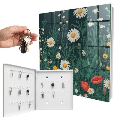 Schlüsselbox für die Wand im Design Blumenwiese