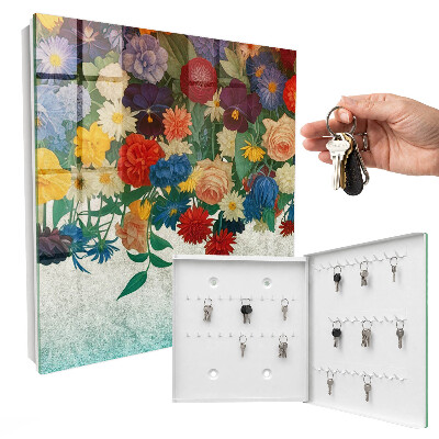 Schlüsselbox zur Wandmontage Motiv Blumenparadies
