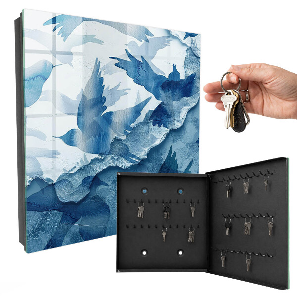 Schlüsselbox mit Aquarellvögel-Motiv