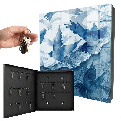 Schlüsselbox mit Aquarellvögel-Motiv