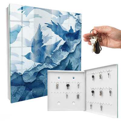 Schlüsselbox mit Aquarellvögel-Motiv