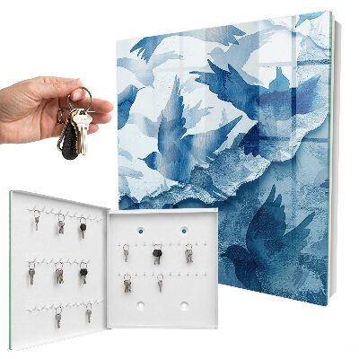 Schlüsselbox mit Aquarellvögel-Motiv