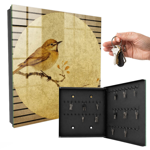 Schlüsselbox in Cremefarben mit Vogelmotiv