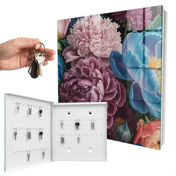 Schlüsselkasten mit buntem Blumenmotiv
