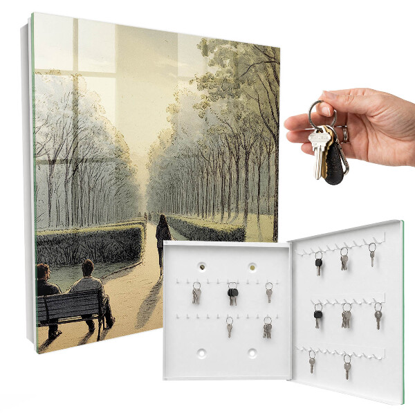 Schlüsselkasten mit Motiv Ein Spaziergang im Park