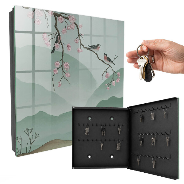 Schlüsselbox mit Vögel- und Blumenmotiv