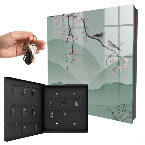 Schlüsselbox mit Vögel- und Blumenmotiv