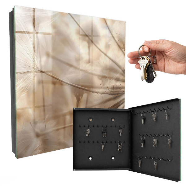 Wandschlüsselbox in Beige mit Löwenzahn-Motiv