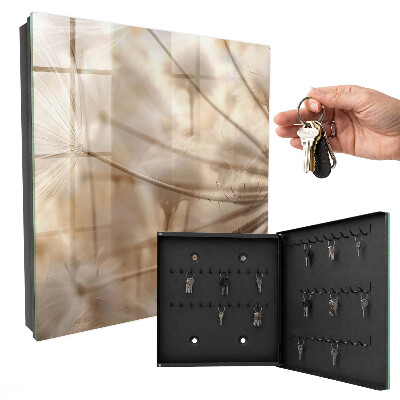 Wandschlüsselbox in Beige mit Löwenzahn-Motiv