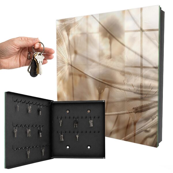 Wandschlüsselbox in Beige mit Löwenzahn-Motiv
