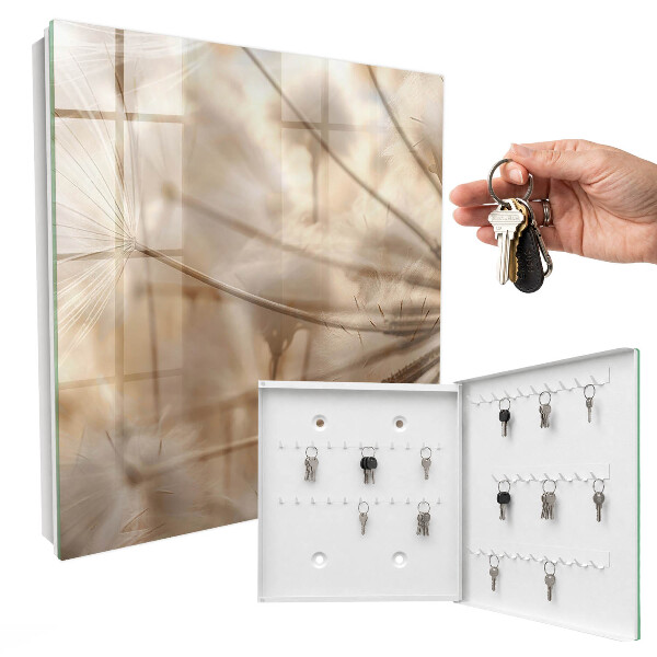 Wandschlüsselbox in Beige mit Löwenzahn-Motiv