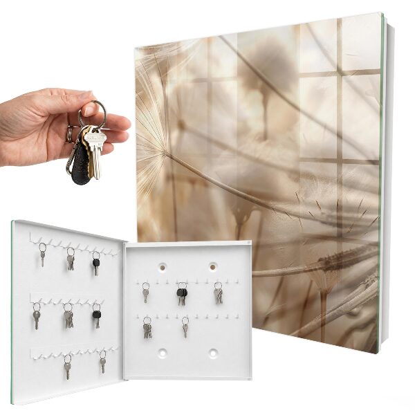 Wandschlüsselbox in Beige mit Löwenzahn-Motiv