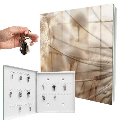 Wandschlüsselbox in Beige mit Löwenzahn-Motiv