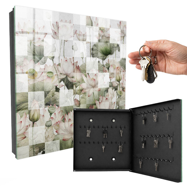 Schlüsselbox für die Wand mit geometrischem Lilienmotiv