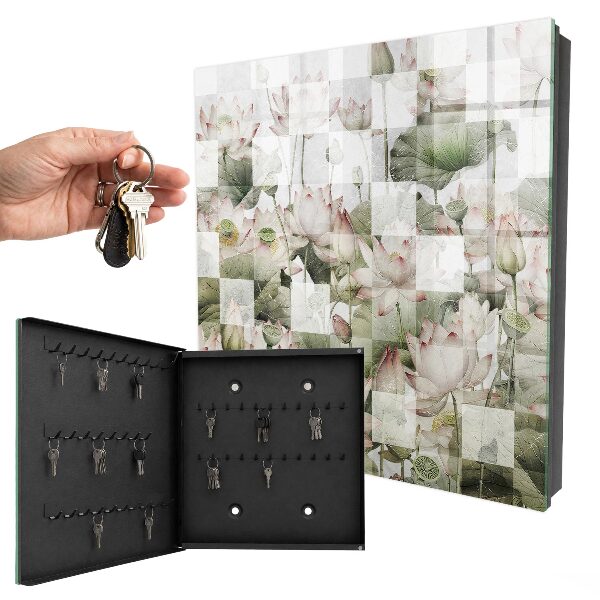 Schlüsselbox für die Wand mit geometrischem Lilienmotiv