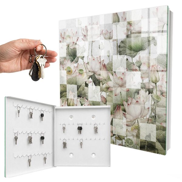 Schlüsselbox für die Wand mit geometrischem Lilienmotiv