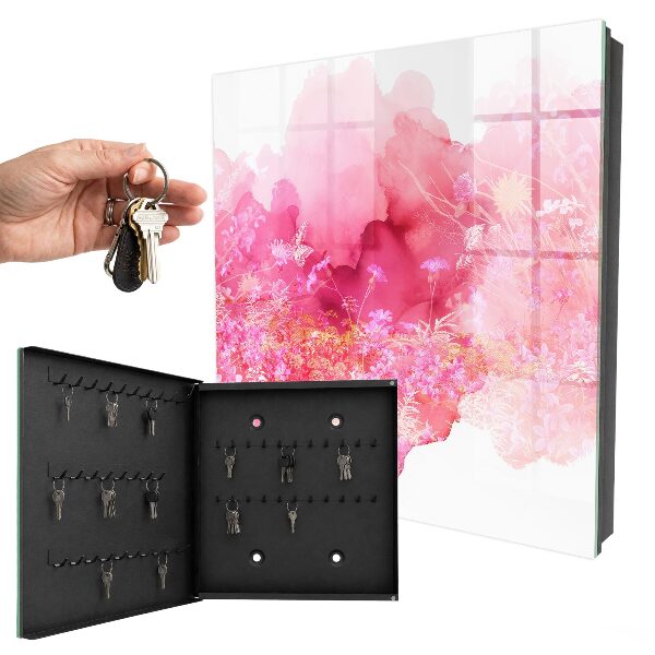 Schlüsselbox zur Wandmontage mit Motiv Blumenlandschaft