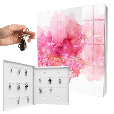 Schlüsselbox zur Wandmontage mit Motiv Blumenlandschaft