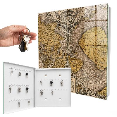 Schlüsselbox zur Wandmontage mit Motiv alte Karte