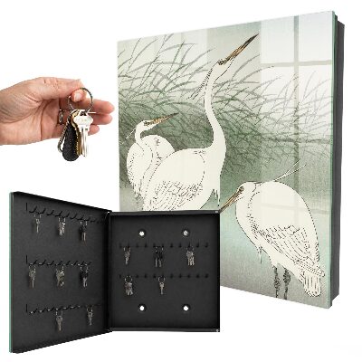 Schlüsselbox zur Wandmontage mit Motiv Reiher und Gräser