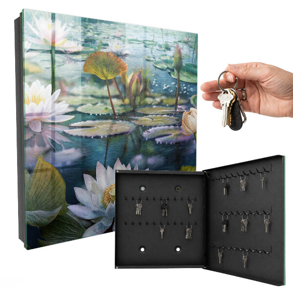 Schlüsselbox mit Wasserblumen Motiv