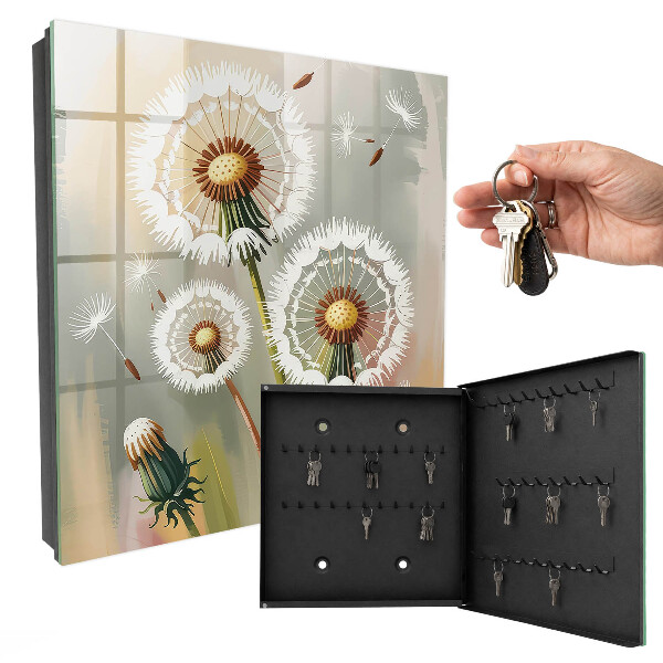 Schlüsselbox zur Wandmontage mit Motiv Zarte Löwenzahnblüten