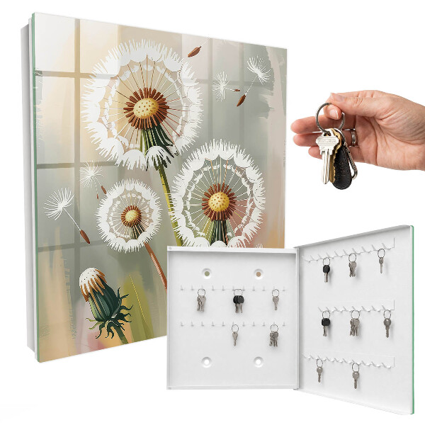Schlüsselbox zur Wandmontage mit Motiv Zarte Löwenzahnblüten