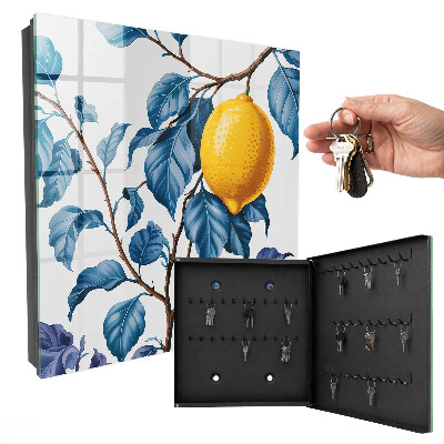 Schlüsselbox zur Wandmontage mit Zitronenblätter Motiv