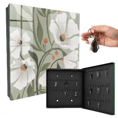Schlüsselbox für die Wand mit Motiv beige Blüten