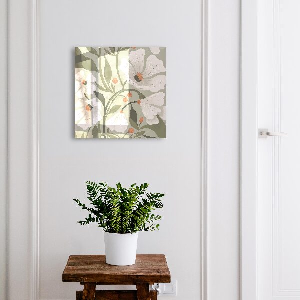 Schlüsselbox für die Wand mit Motiv beige Blüten