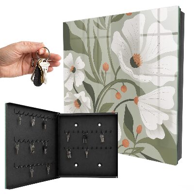 Schlüsselbox für die Wand mit Motiv beige Blüten