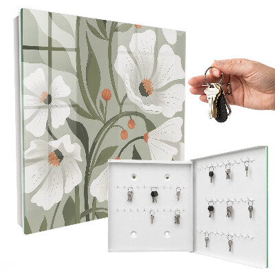Schlüsselbox für die Wand mit Motiv beige Blüten
