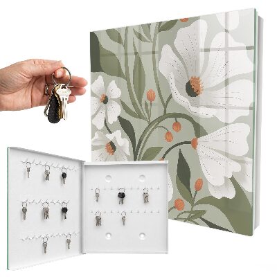 Schlüsselbox für die Wand mit Motiv beige Blüten