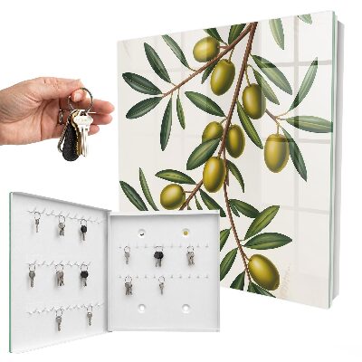 Schlüsselbox zur Wandmontage mit Motiv Oliven am Zweig