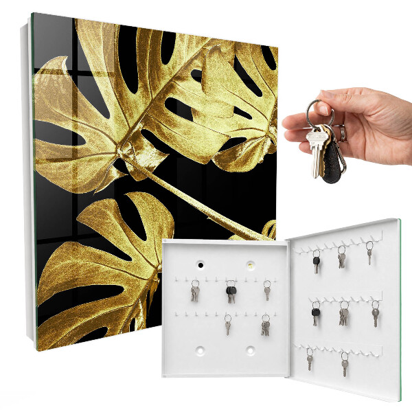 Schlüsselbox mit Monstera-Blatt-Motiv
