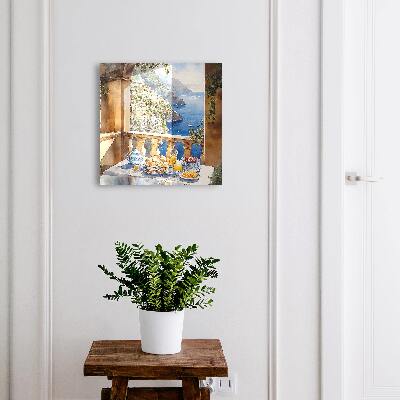 Schlüsselbox für die Wand mit Motiv Frühstück auf der Terrasse