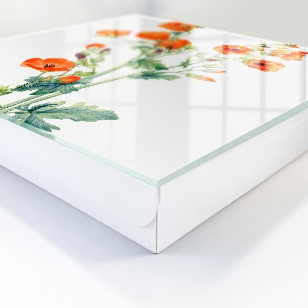 Schlüsselbox mit Motiv orangefarbene Mohnblumen