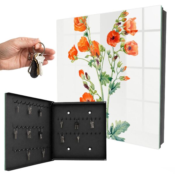 Schlüsselbox mit Motiv orangefarbene Mohnblumen