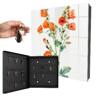 Schlüsselbox mit Motiv orangefarbene Mohnblumen
