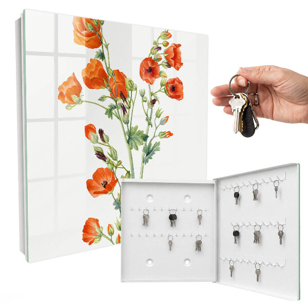 Schlüsselbox mit Motiv orangefarbene Mohnblumen