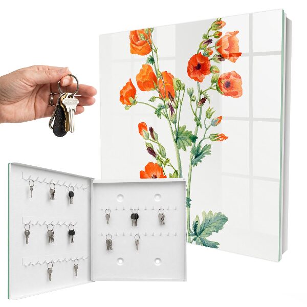 Schlüsselbox mit Motiv orangefarbene Mohnblumen