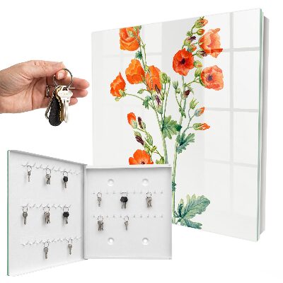 Schlüsselbox mit Motiv orangefarbene Mohnblumen