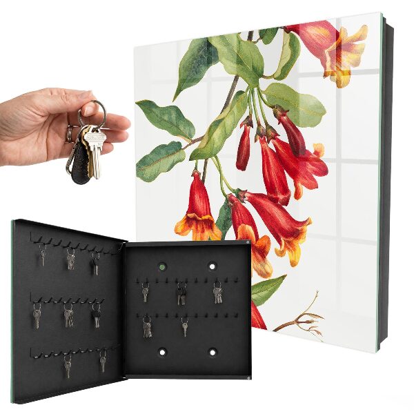 Schlüsselkasten mit Motiv Rote Blüten