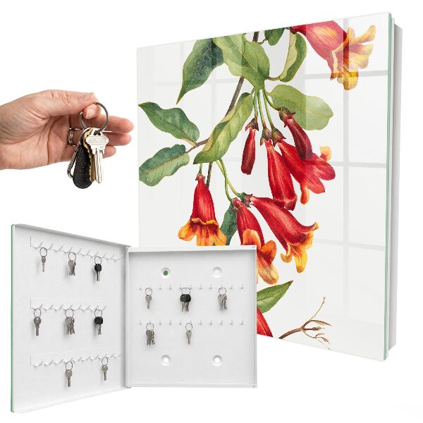 Schlüsselkasten mit Motiv Rote Blüten