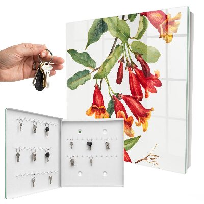 Schlüsselkasten mit Motiv Rote Blüten