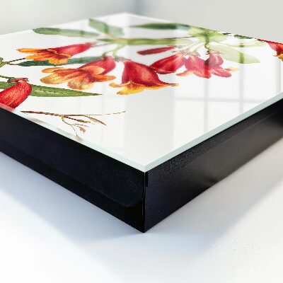 Schlüsselkasten mit Motiv Rote Blüten