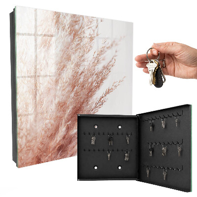 Schlüsselbox für die Wand mit pastellfarbenem Boho-Gras Motiv