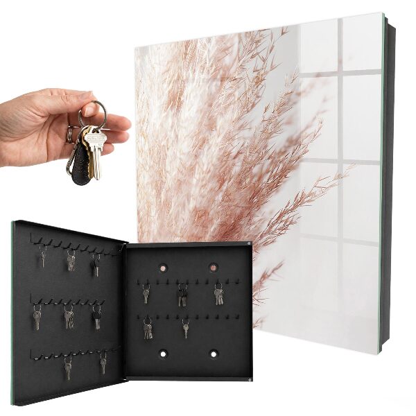 Schlüsselbox für die Wand mit pastellfarbenem Boho-Gras Motiv